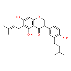 ChemSpider 2D Image | (3S)-5,7-Dihydroxy-3-[4-hydroxy-3-(3-methyl-2-buten-1-yl)phenyl]-6-(3-methyl-2-buten-1-yl)-2,3-dihydro-4H-chromen-4-one | C25H28O5