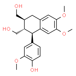 ChemSpider 2D Image | 4-[(1R,2S,3S)-2,3-Bis(hydroxymethyl)-6,7-dimethoxy-1,2,3,4-tetrahydro-1-naphthalenyl]-2-methoxyphenol | C21H26O6