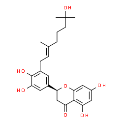 ChemSpider 2D Image | (2S)-2-{3,4-Dihydroxy-5-[(2E)-7-hydroxy-3,7-dimethyl-2-octen-1-yl]phenyl}-5,7-dihydroxy-2,3-dihydro-4H-chromen-4-one | C25H30O7