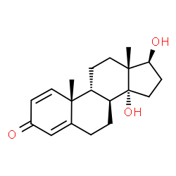 ChemSpider 2D Image | (8alpha,9beta,17beta)-14,17-Dihydroxyandrosta-1,4-dien-3-one | C19H26O3