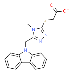 ChemSpider 2D Image | {[5-(9H-Carbazol-9-ylmethyl)-4-methyl-4H-1,2,4-triazol-3-yl]sulfanyl}acetate | C18H15N4O2S