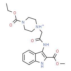 ChemSpider 2D Image | 4-(Ethoxycarbonyl)-1-(2-{[2-(methoxycarbonyl)-1H-indol-3-yl]amino}-2-oxoethyl)piperazin-1-ium | C19H25N4O5