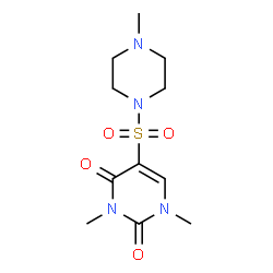 ChemSpider 2D Image | 1,3-Dimethyl-5-[(4-methyl-1-piperazinyl)sulfonyl]-2,4(1H,3H)-pyrimidinedione | C11H18N4O4S