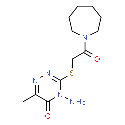 ChemSpider 2D Image | 4-Amino-3-{[2-(1-azepanyl)-2-oxoethyl]sulfanyl}-6-methyl-1,2,4-triazin-5(4H)-one | C12H19N5O2S