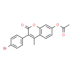 ChemSpider 2D Image | 3-(4-Bromophenyl)-4-methyl-2-oxo-2H-chromen-7-yl acetate | C18H13BrO4