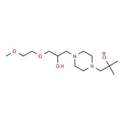 ChemSpider 2D Image | 1-{4-[2-Hydroxy-3-(2-methoxyethoxy)propyl]-1-piperazinyl}-2-methyl-2-propanol | C14H30N2O4