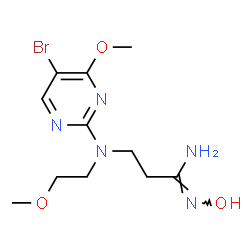 ChemSpider 2D Image | (1Z)-3-[(5-Bromo-4-methoxy-2-pyrimidinyl)(2-methoxyethyl)amino]-N'-hydroxypropanimidamide | C11H18BrN5O3