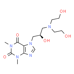 ChemSpider 2D Image | 7-{(2R)-3-[Bis(2-hydroxyethyl)amino]-2-hydroxypropyl}-1,3-dimethyl-3,7-dihydro-1H-purine-2,6-dione | C14H23N5O5