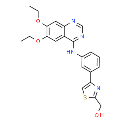 ChemSpider 2D Image | {4-[3-(6,7-diethoxy-quinazolin-4-ylamino)-phenyl]-thiazol-2-yl}-methanol | C22H22N4O3S