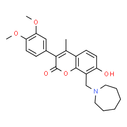 ChemSpider 2D Image | 8-(1-Azepanylmethyl)-3-(3,4-dimethoxyphenyl)-7-hydroxy-4-methyl-2H-chromen-2-one | C25H29NO5