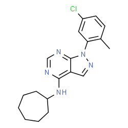 ChemSpider 2D Image | 1-(5-Chloro-2-methylphenyl)-N-cycloheptyl-1H-pyrazolo[3,4-d]pyrimidin-4-amine | C19H22ClN5