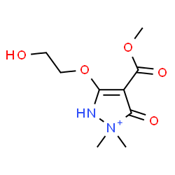 ChemSpider 2D Image | 3-(2-Hydroxyethoxy)-4-(methoxycarbonyl)-1,1-dimethyl-5-oxo-2,5-dihydro-1H-pyrazol-1-ium | C9H15N2O5