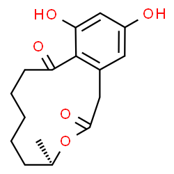 ChemSpider 2D Image | (4R)-11,13-Dihydroxy-4-methyl-4,5,6,7,8,9-hexahydro-2H-3-benzoxacyclododecine-2,10(1H)-dione | C16H20O5