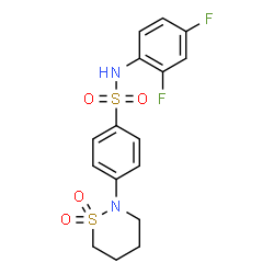 ChemSpider 2D Image | N-(2,4-Difluorophenyl)-4-(1,1-dioxido-1,2-thiazinan-2-yl)benzenesulfonamide | C16H16F2N2O4S2