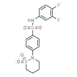 ChemSpider 2D Image | N-(3,4-Difluorophenyl)-4-(1,1-dioxido-1,2-thiazinan-2-yl)benzenesulfonamide | C16H16F2N2O4S2