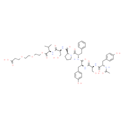 ChemSpider 2D Image | 2-[2-(2-Carboxyethoxy)ethoxy]ethyl N-acetyl-L-tyrosyl-L-seryl-L-tyrosyl-L-phenylalanyl-L-prolyl-L-seryl-D-valinate | C52H69N7O17