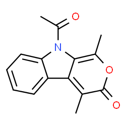 ChemSpider 2D Image | 9-Acetyl-1,4-dimethylpyrano[3,4-b]indol-3(9H)-one | C15H13NO3