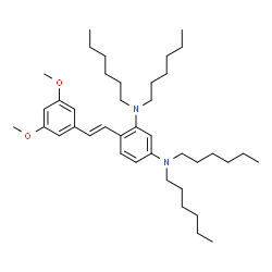 ChemSpider 2D Image | 4-[(E)-2-(3,5-Dimethoxyphenyl)vinyl]-N,N,N',N'-tetrahexyl-1,3-benzenediamine | C40H66N2O2