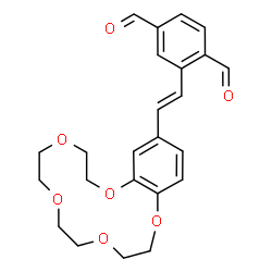 ChemSpider 2D Image | 2-[(E)-2-(2,3,5,6,8,9,11,12-Octahydro-1,4,7,10,13-benzopentaoxacyclopentadecin-15-yl)vinyl]terephthalaldehyde | C24H26O7