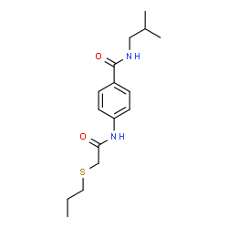 ChemSpider 2D Image | N-Isobutyl-4-{[(propylsulfanyl)acetyl]amino}benzamide | C16H24N2O2S
