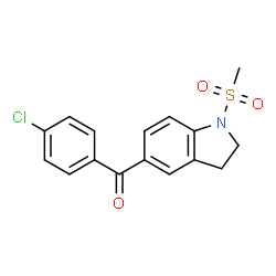 ChemSpider 2D Image | 1H-indole, 5-(4-chlorobenzoyl)-2,3-dihydro-1-(methylsulfonyl)- | C16H14ClNO3S
