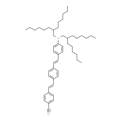 ChemSpider 2D Image | 4-[(E)-2-{4-[(E)-2-{4-[Bis(2-hexyloctyl)amino]phenyl}vinyl]phenyl}vinyl]benzonitrile | C51H74N2
