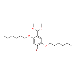 ChemSpider 2D Image | 1-Bromo-4-(dimethoxymethyl)-2,5-bis(hexyloxy)benzene | C21H35BrO4