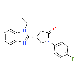 ChemSpider 2D Image | (4R)-4-(1-Ethyl-1H-benzimidazol-2-yl)-1-(4-fluorophenyl)-2-pyrrolidinone | C19H18FN3O