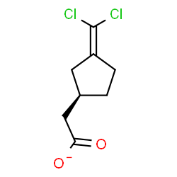 ChemSpider 2D Image | [(1R)-3-(Dichloromethylene)cyclopentyl]acetate | C8H9Cl2O2
