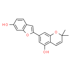 ChemSpider 2D Image | 7-(6-Hydroxy-1-benzofuran-2-yl)-2,2-dimethyl-2H-chromen-5-ol | C19H16O4