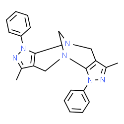 ChemSpider 2D Image | 3,8-dimethyl-1,6-diphenyl-1,4,6,9-tetrahydro-5,10-methanodipyrazolo[3,4-b:3',4'-f][1,5]diazocine | C23H22N6
