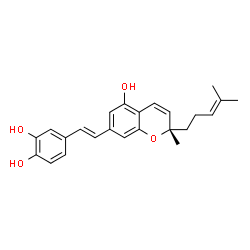 ChemSpider 2D Image | 4-{(E)-2-[(2S)-5-Hydroxy-2-methyl-2-(4-methyl-3-penten-1-yl)-2H-chromen-7-yl]vinyl}-1,2-benzenediol | C24H26O4