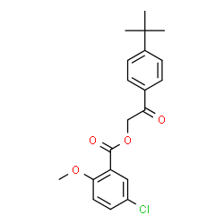 ChemSpider 2D Image | 2-[4-(2-Methyl-2-propanyl)phenyl]-2-oxoethyl 5-chloro-2-methoxybenzoate | C20H21ClO4
