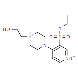 ChemSpider 2D Image | 4-[3-(Ethylsulfamoyl)-4-pyridiniumyl]-1-(2-hydroxyethyl)piperazin-1-ium | C13H24N4O3S