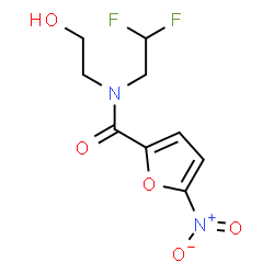 ChemSpider 2D Image | N-(2,2-Difluoroethyl)-N-(2-hydroxyethyl)-5-nitro-2-furamide | C9H10F2N2O5