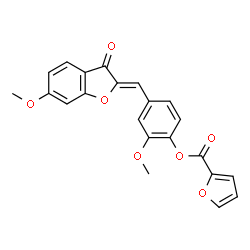 ChemSpider 2D Image | 2-Methoxy-4-[(Z)-(6-methoxy-3-oxo-1-benzofuran-2(3H)-ylidene)methyl]phenyl 2-furoate | C22H16O7
