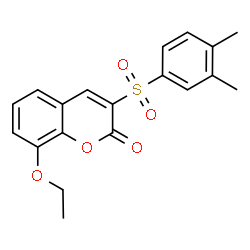 ChemSpider 2D Image | 3-[(3,4-Dimethylphenyl)sulfonyl]-8-ethoxy-2H-chromen-2-one | C19H18O5S