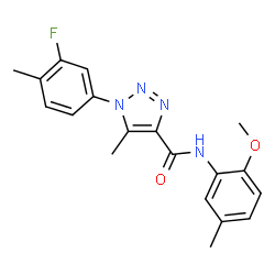 ChemSpider 2D Image | 1-(3-Fluoro-4-methylphenyl)-N-(2-methoxy-5-methylphenyl)-5-methyl-1H-1,2,3-triazole-4-carboxamide | C19H19FN4O2