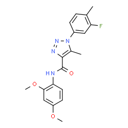ChemSpider 2D Image | N-(2,4-Dimethoxyphenyl)-1-(3-fluoro-4-methylphenyl)-5-methyl-1H-1,2,3-triazole-4-carboxamide | C19H19FN4O3