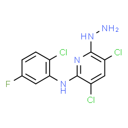 ChemSpider 2D Image | 3,5-Dichloro-N-(2-chloro-5-fluorophenyl)-6-hydrazino-2-pyridinamine | C11H8Cl3FN4