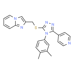 ChemSpider 2D Image | 2-({[4-(3,4-Dimethylphenyl)-5-(4-pyridinyl)-4H-1,2,4-triazol-3-yl]sulfanyl}methyl)imidazo[1,2-a]pyridine | C23H20N6S