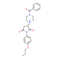 ChemSpider 2D Image | 4-Benzoyl-1-[(3S)-2,5-dioxo-1-(4-propoxyphenyl)-3-pyrrolidinyl]piperazin-1-ium | C24H28N3O4