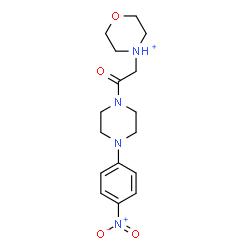 ChemSpider 2D Image | 4-{2-[4-(4-Nitrophenyl)-1-piperazinyl]-2-oxoethyl}morpholin-4-ium | C16H23N4O4