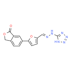 ChemSpider 2D Image | 6-{5-[(E)-(1H-Tetrazol-5-ylhydrazono)methyl]-2-furyl}-2-benzofuran-1(3H)-one | C14H10N6O3