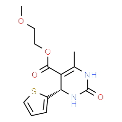 ChemSpider 2D Image | 2-Methoxyethyl (4S)-6-methyl-2-oxo-4-(2-thienyl)-1,2,3,4-tetrahydro-5-pyrimidinecarboxylate | C13H16N2O4S