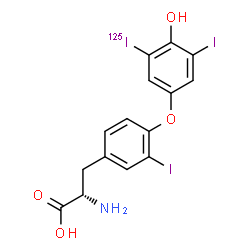 ChemSpider 2D Image | O-[4-Hydroxy-3-iodo-5-(~125~I)iodophenyl]-3-iodo-L-tyrosine | C15H12I2125INO4