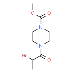 ChemSpider 2D Image | Methyl 4-(2-bromopropanoyl)-1-piperazinecarboxylate | C9H15BrN2O3