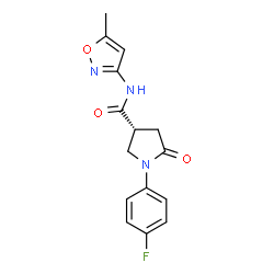 ChemSpider 2D Image | (3R)-1-(4-Fluorophenyl)-N-(5-methyl-1,2-oxazol-3-yl)-5-oxo-3-pyrrolidinecarboxamide | C15H14FN3O3