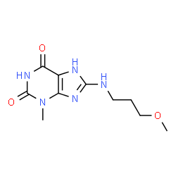 ChemSpider 2D Image | 8-[(3-Methoxypropyl)amino]-3-methyl-3,7-dihydro-1H-purine-2,6-dione | C10H15N5O3