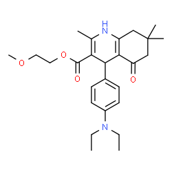 ChemSpider 2D Image | 2-Methoxyethyl 4-[4-(diethylamino)phenyl]-2,7,7-trimethyl-5-oxo-1,4,5,6,7,8-hexahydro-3-quinolinecarboxylate | C26H36N2O4